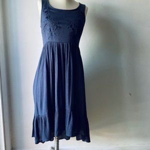 Blue embroidered summer dress